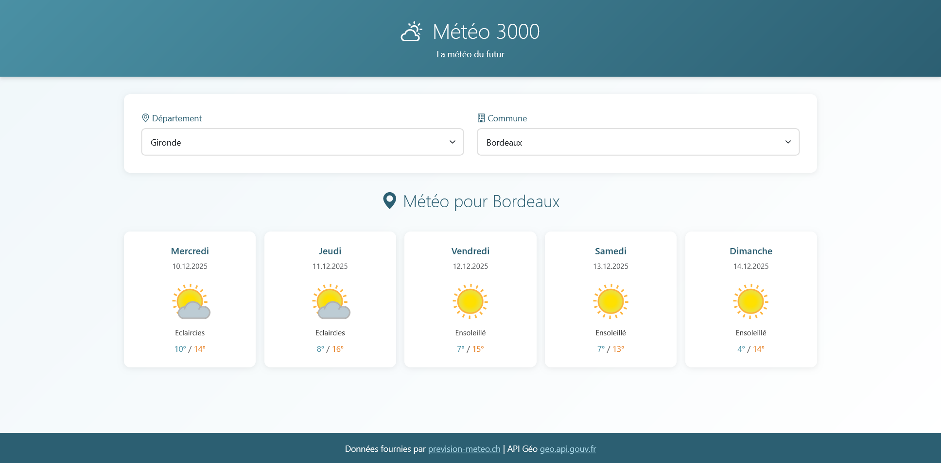 Projet « Météo »