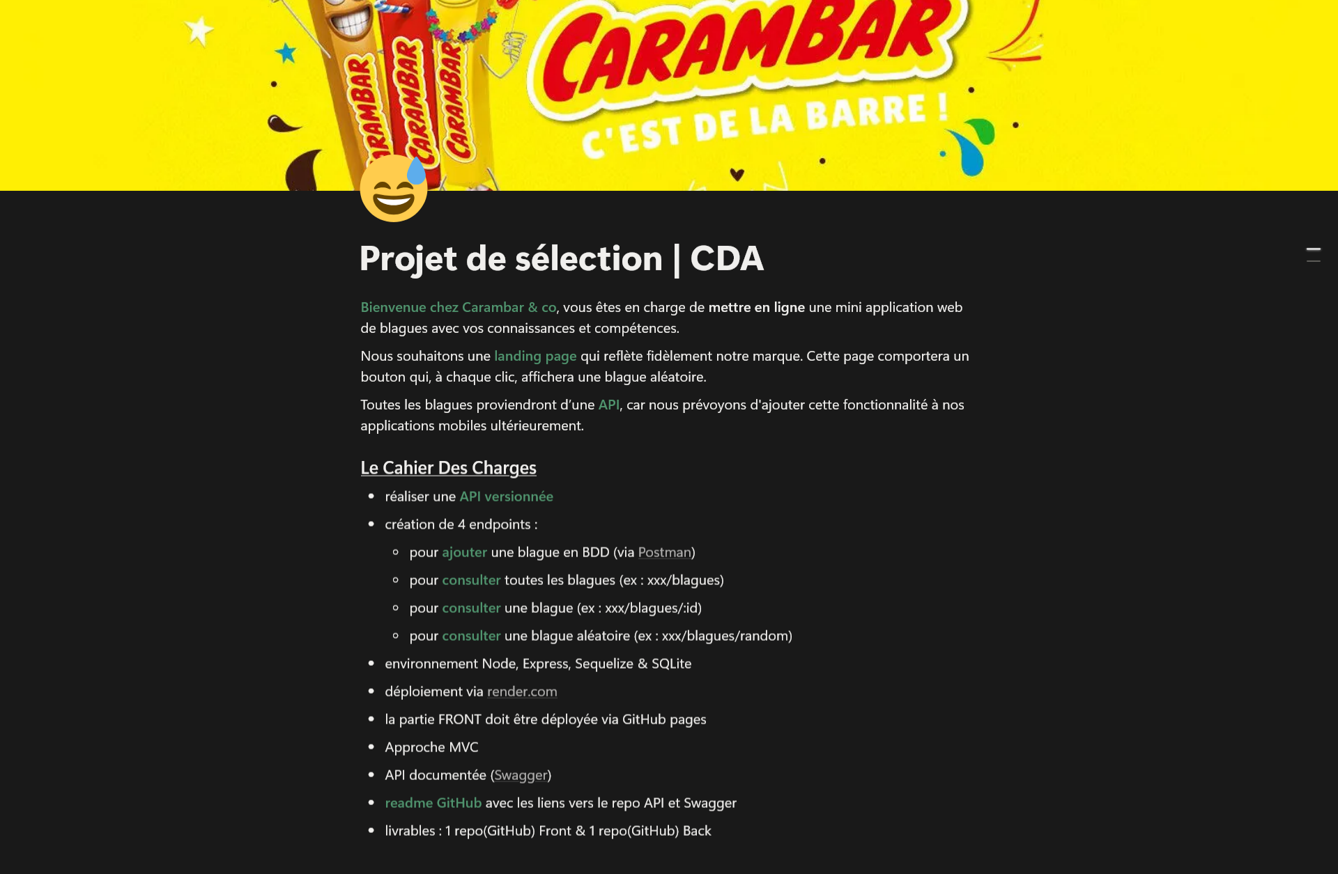 Projet « Application Carambar »